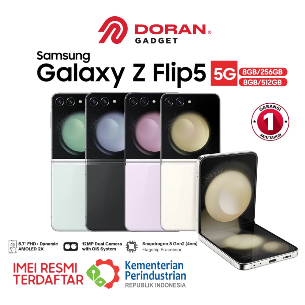 Samsung Galaxy Z Flip 5 ZFlip5 5G RAM 8GB/256GB | 8GB/512GB - Cream | Graphite | Lavender | MInt - G