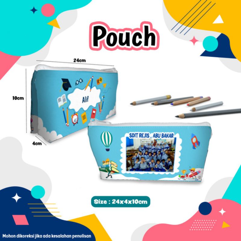 

Souvenir SekolahTempat Pensil Pouch custom nama + foto keren terlaris
