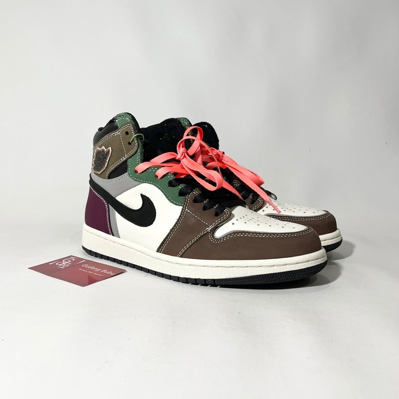 Sneakers Air Jordan 1 Retro High OG Hand Crafted Brown White Black Purple Sepatu Vv2