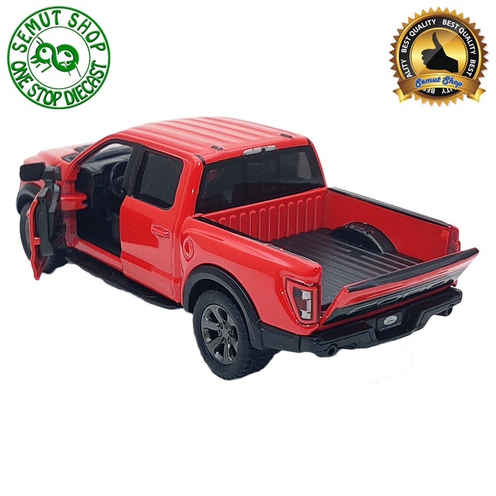 Kinsmart 2022 Ford F-150 Raptor Polos Miniatur Mobil Ford F150 1:46 - Merah
