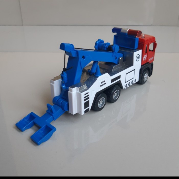 Diecast Truk Derek Polisi Alloy Mainan Miniatur Mobil Truck Towing Car - Sedan Hitam