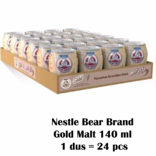 Bear Brand Susu Encer Gold Malt Putih Kaleng 140 ml - Karton