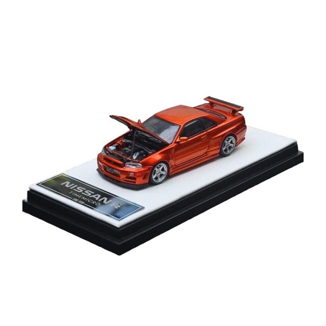 Time Micro 64 Nissan Skyline GTR R34 Orange Open Hood