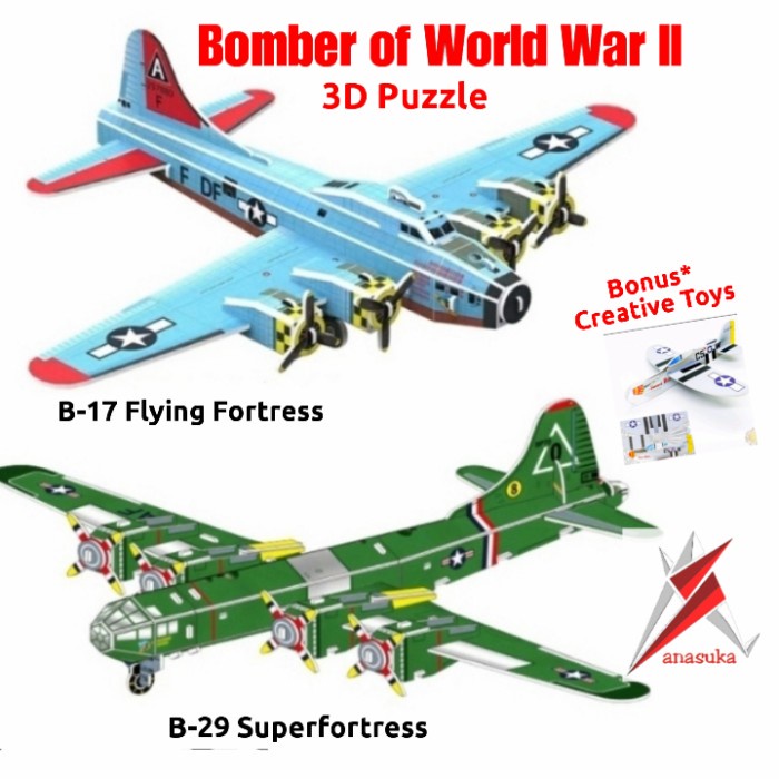 Pesawat B-17 B-29 Pembom Model Kit Puzzle 3D Mainan Edukatif Kado Anak - Pembom B-29