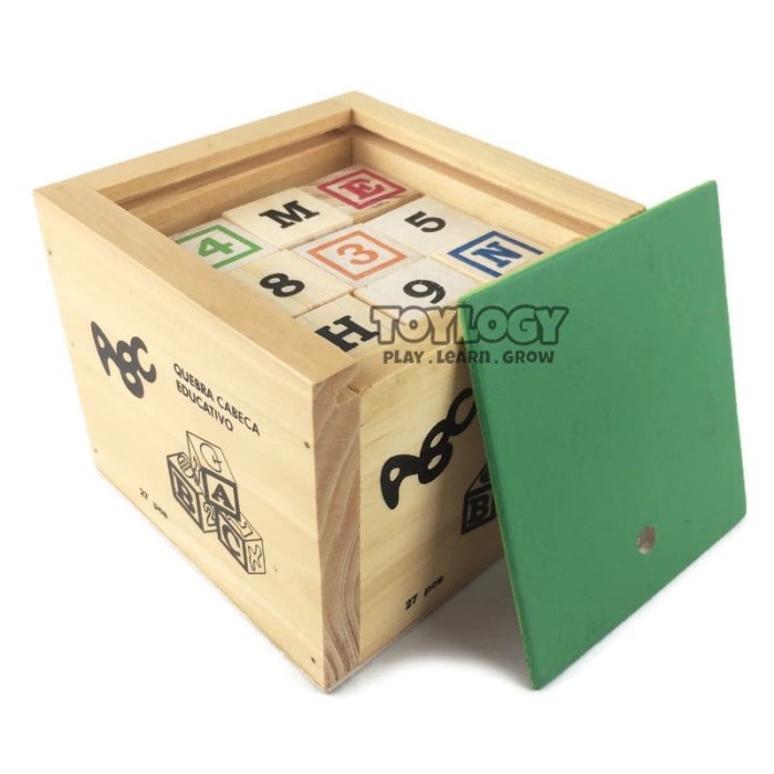 Mainan Edukasi Anak Balok Kayu ABC Wood Block Angka Abjad Huruf