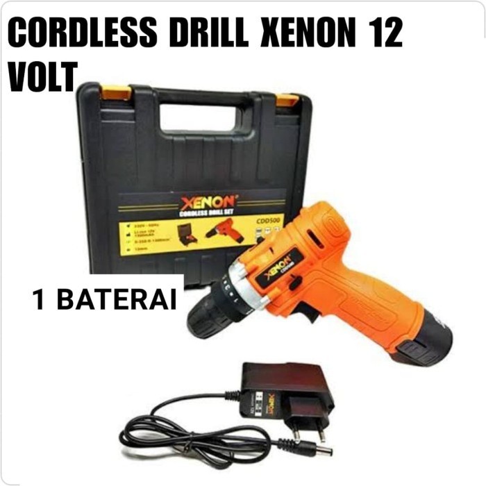 Mesin Bor Baterai 12V XENON / Cordless Drill / Bor tanpa Kabel 12 Volt