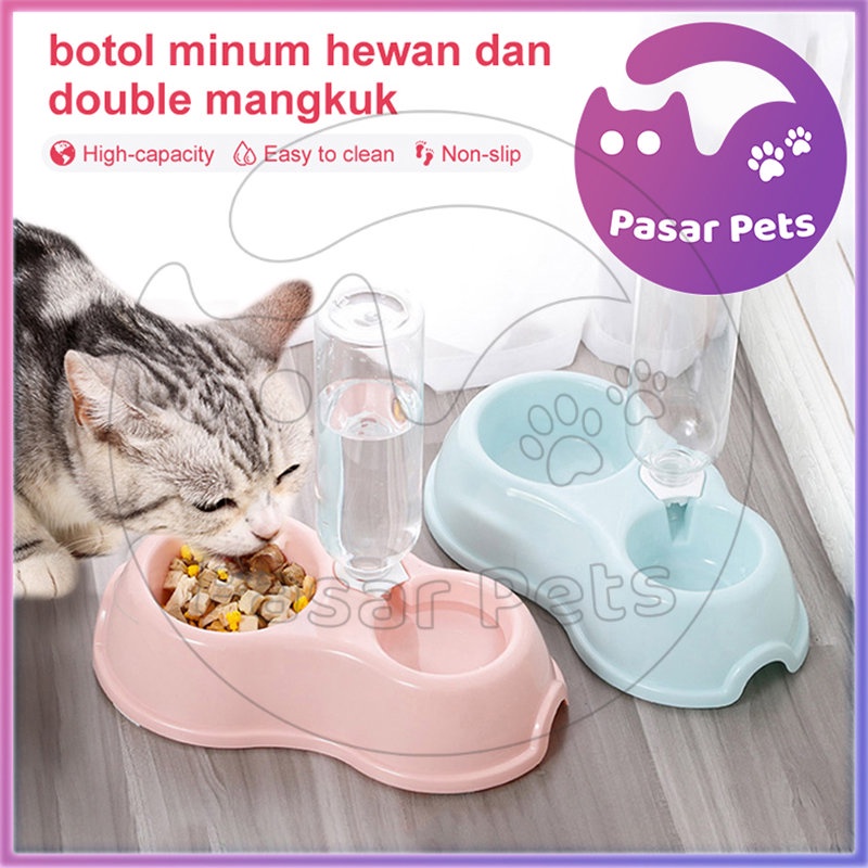 Tempat Makan Kucing Otomatis 500ml Tempat Minum Kucing Otomatis Mangkok Anjing Wadah Makanan Kucing