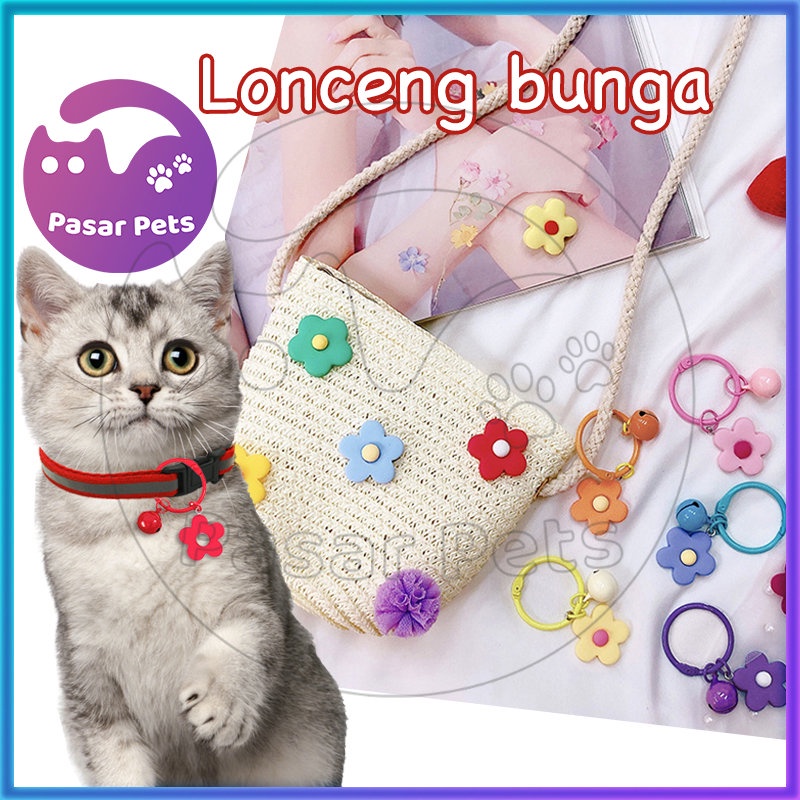 Kalung Hewan Peliharaan Krincingan Lonceng Kucing Bell Kucing Lonceng Bunga Kecil Berwarna-Warni