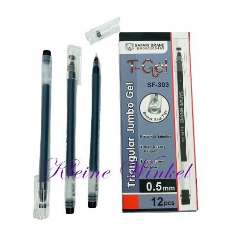 

Bolpoin Triangular Jumbo Gel Safari Brand Hitam 05mm isi 12 pcs