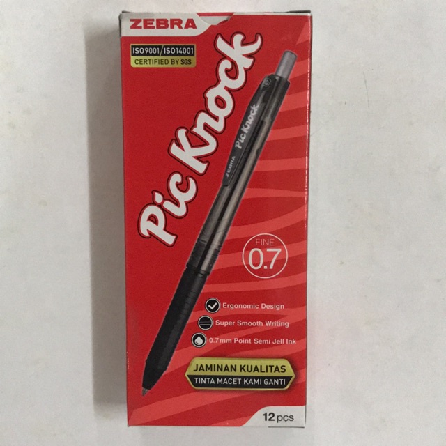 

Pic Knock Zebra Bolpoin 07 semi gel ink