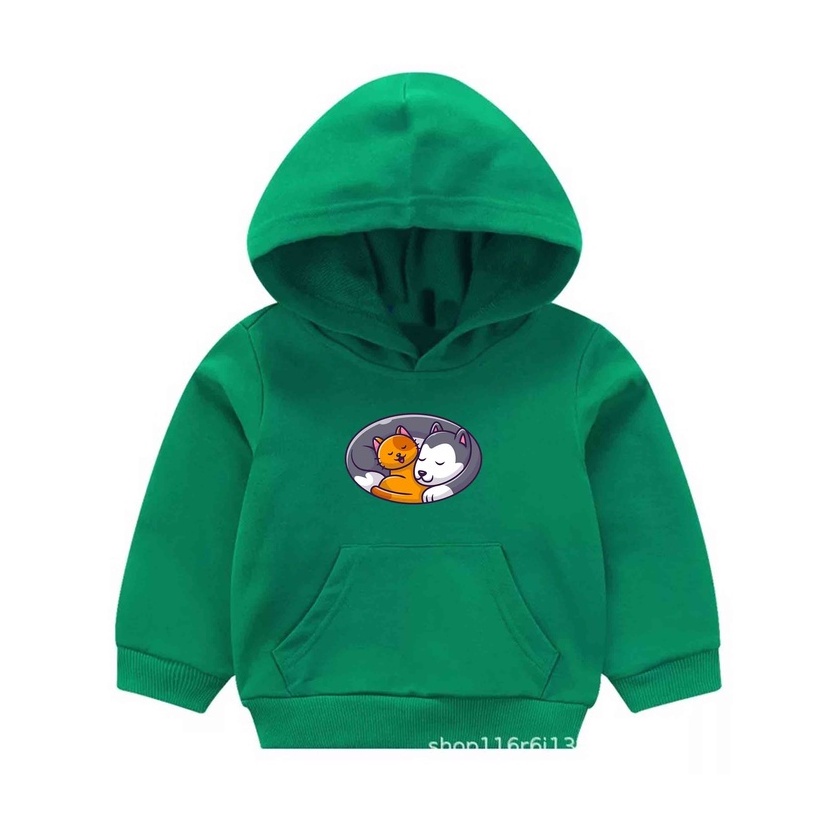 Hoodie OOTD Anak Perempuan Laki Laki kucing   Fleece Umur 1 2 3 4 5 6 7 Tahun Cewek Cowok Murah