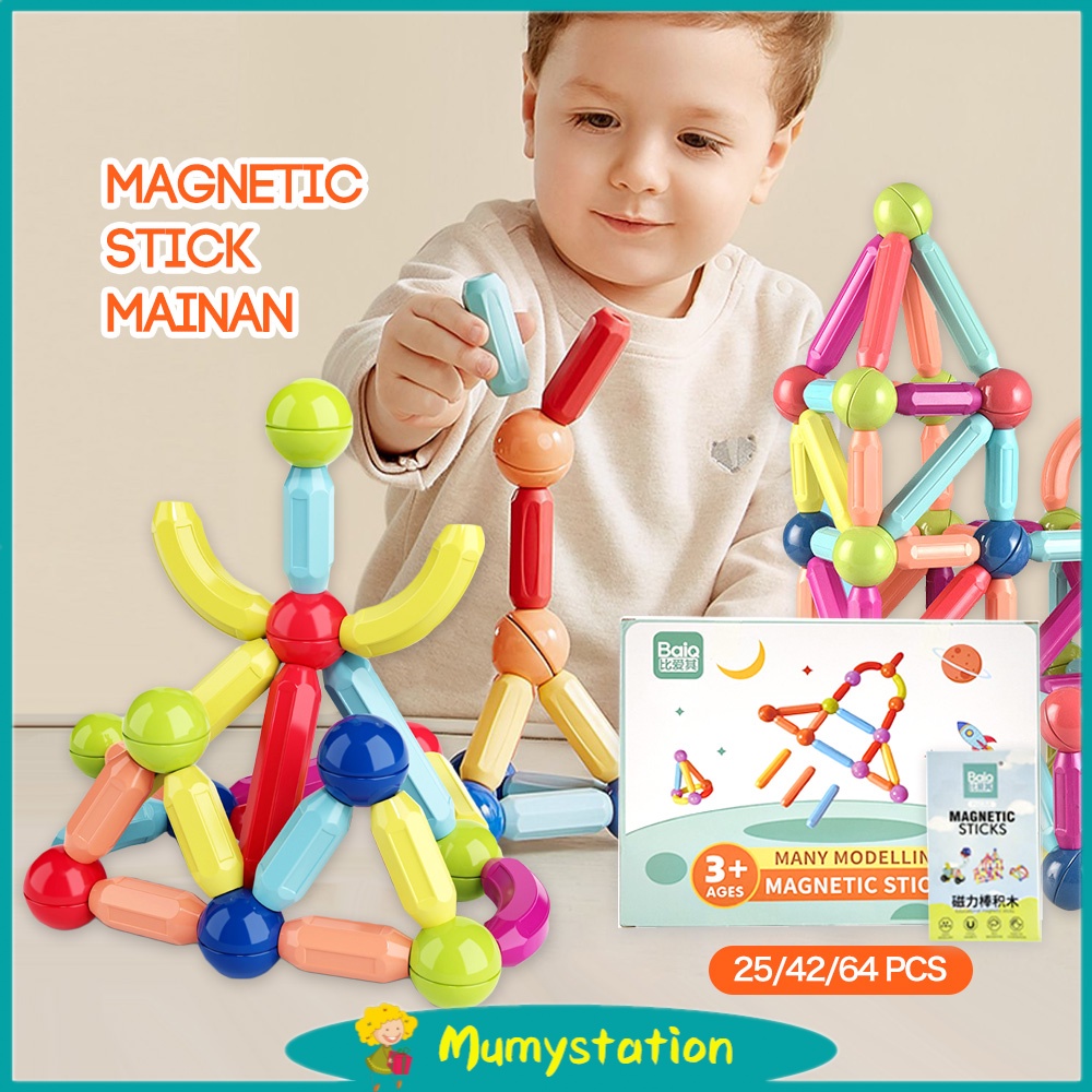 Mumystation  Magnetic Stick Merakit Mainan Ragam Splicing Magnetic Building Block Mainan Edukasi Ana