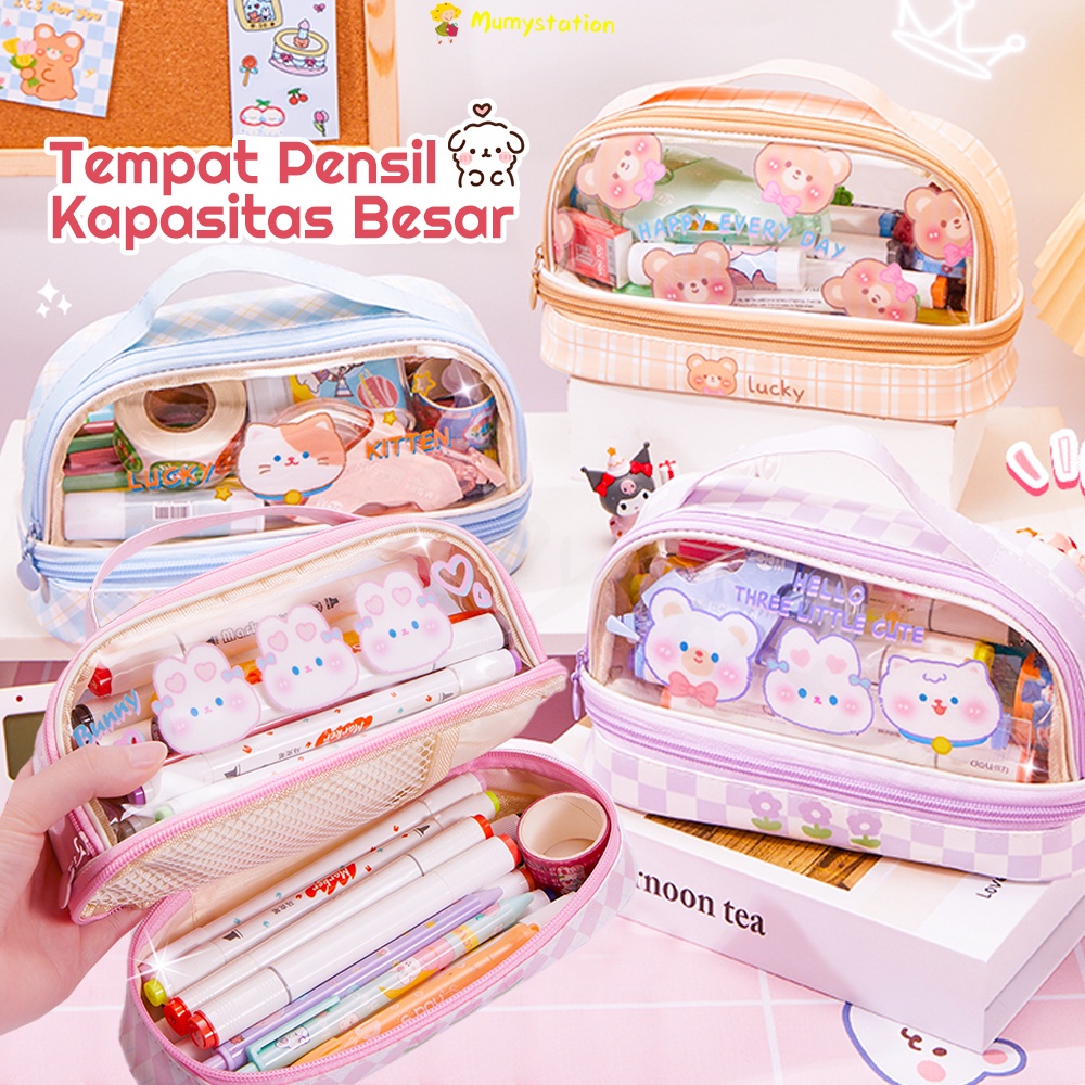 

Mumystation Tas Alat Tulis Transparan Berkapasitas Besar Tempat Pensil Murid Lucu Kotak Pensil Anak