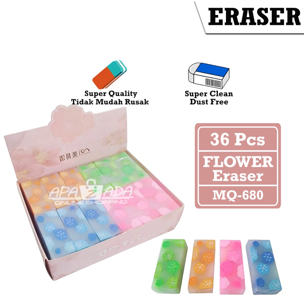 

Apazada - Penghapus Pensil Murah [1 Pack - 36 Pcs Penghapus] / Hapusan Flower / Eraser Pensil MQ-680