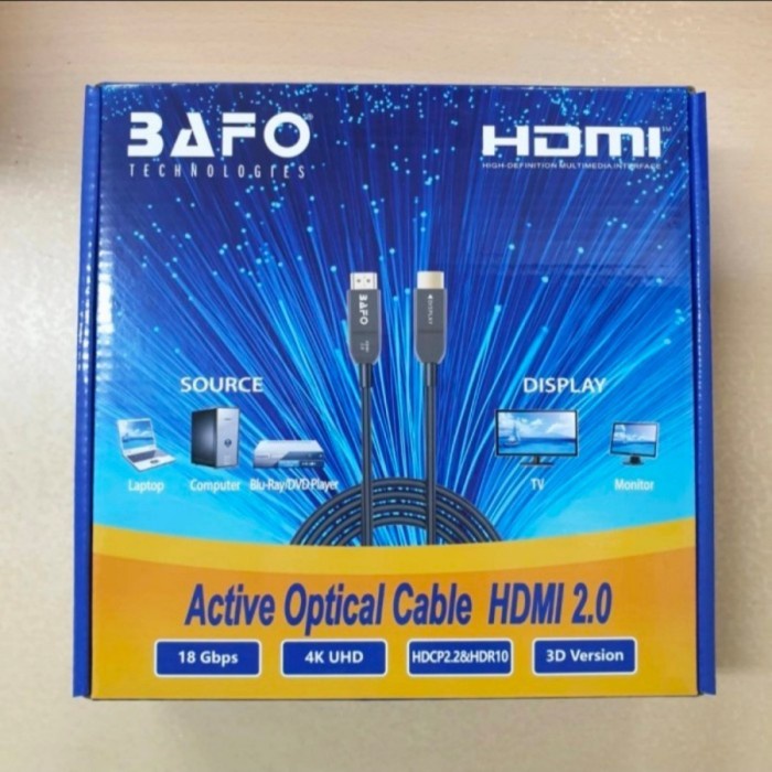 BAFO KABEL HDMI FO FIBER OPTIC 50 METER V2.0 4K
