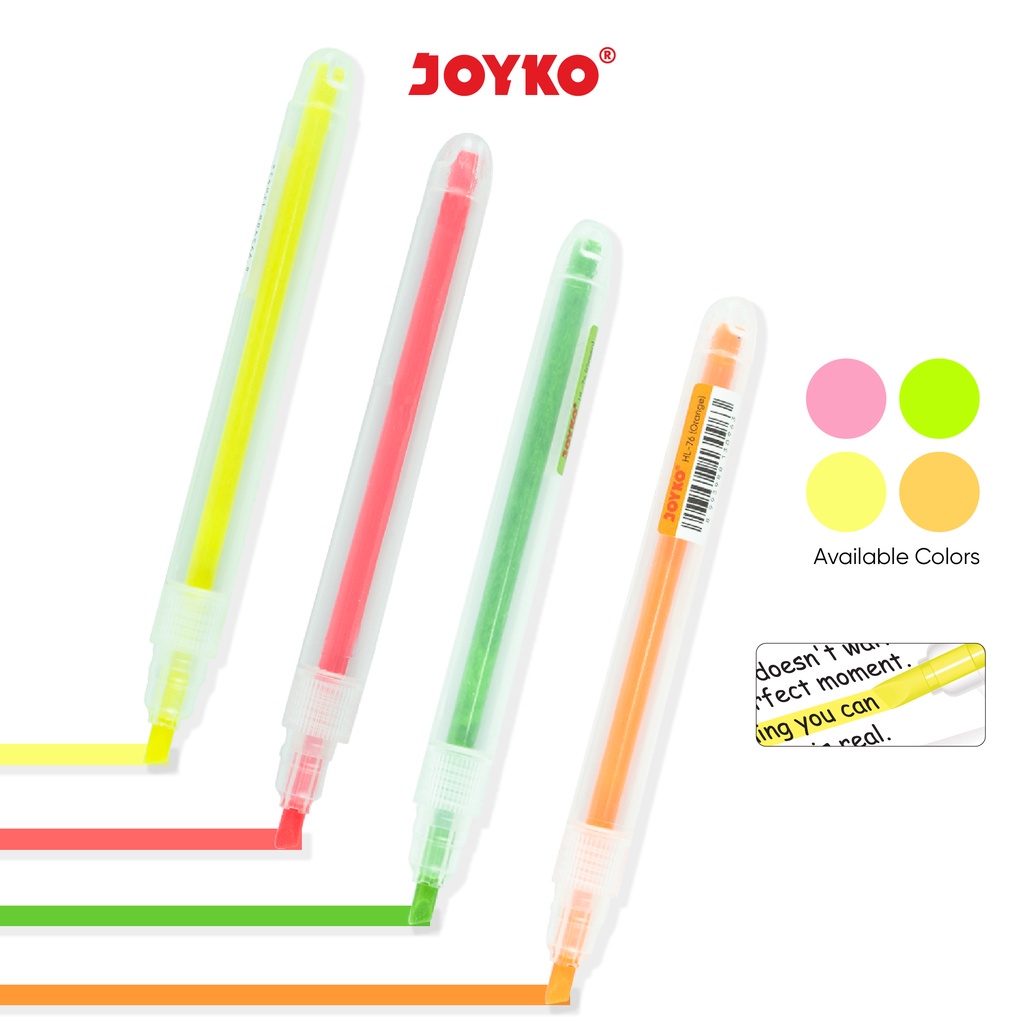 

Highlighter Penanda Berwarna Joyko HL-73 ~ 76 | stabillo joyko