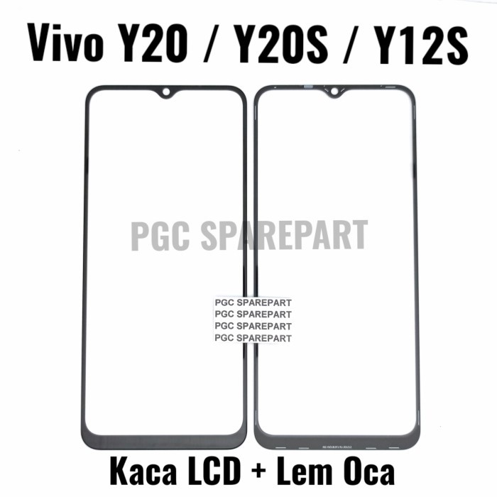 Original Kaca LCD Glass + Lem Oca Vivo Y20 2020 / Y20S / Y12S - Hitam