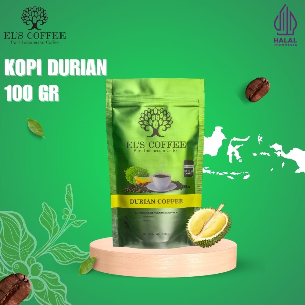

Kopi EL'S COFFEE Durian Kopi Giling Halus 100Gr Pure Indonesia Ground Coffee Roasted