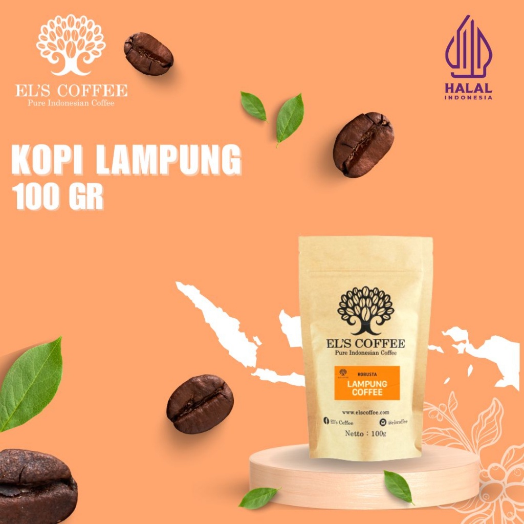 

Kopi EL'S COFFEE Lampung Robusta 100Gr Pure Indonesia Coffee Beans / Fine / Course Roasted Kopi Q1747