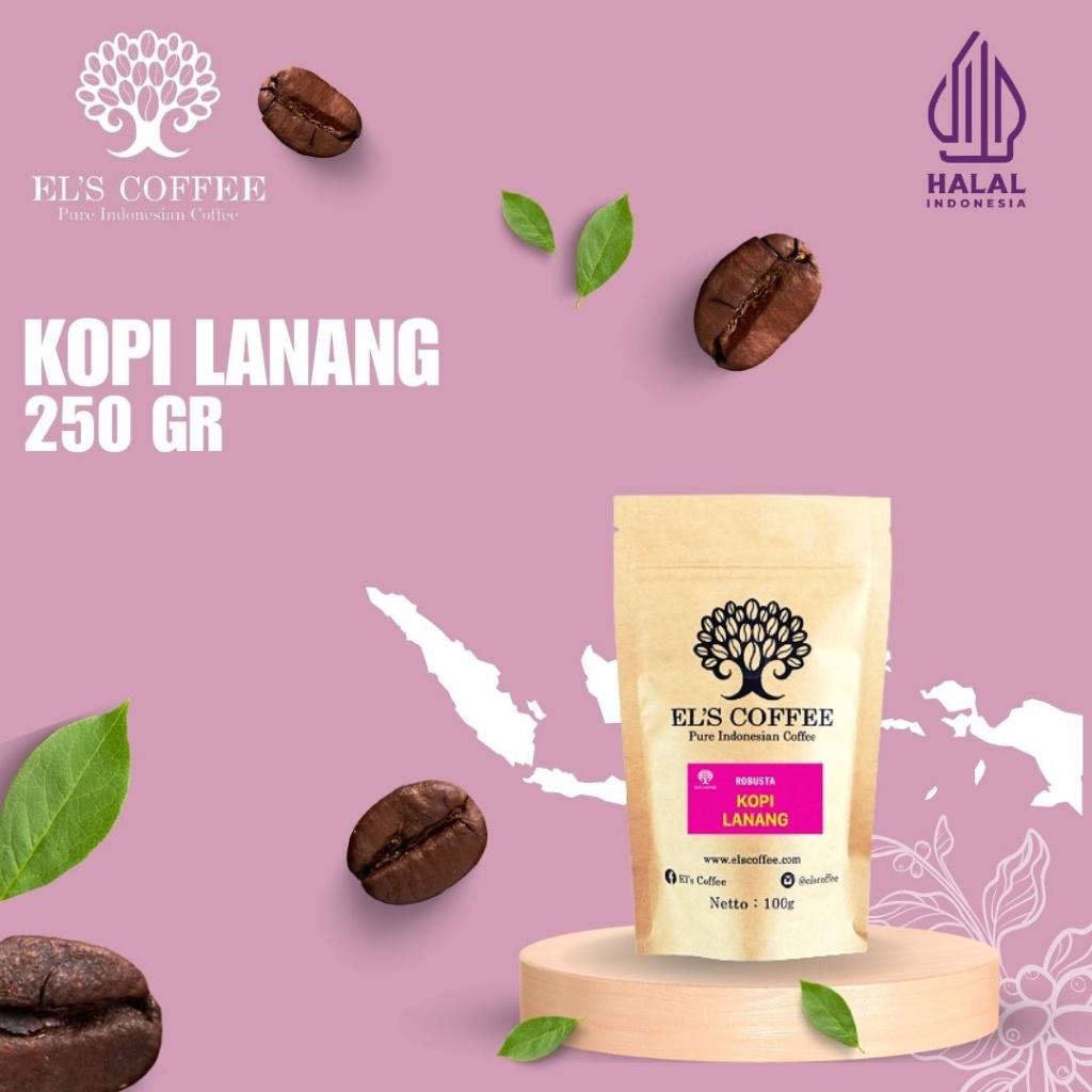 

Kopi EL'S COFFEE Lanang Peaberry Robusta 100Gr Pure Indonesia Coffee Beans / Fine / Course Roasted Kopi A1741