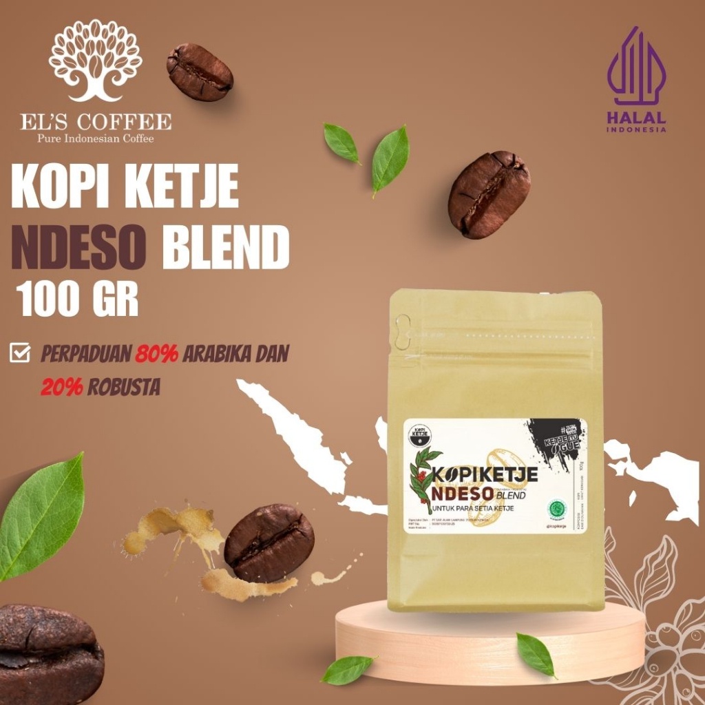 

Kopi EL'S COFFEE Kopiketje Ndeso Blend Robusta 100Gr Pure Indonesia Coffee Beans / Fine / Course Roasted Kopi A1079