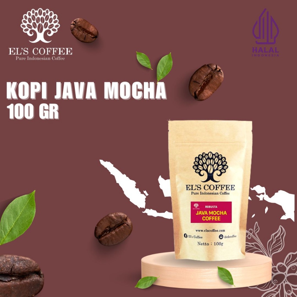 

Kopi EL'S COFFEE Java Mocha Robusta 100Gr Pure Indonesia Coffee Beans / Fine / Course Roasted Kopi A1735