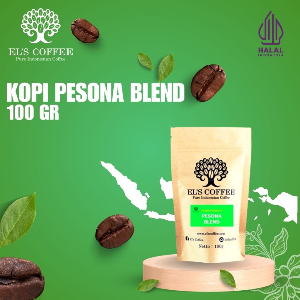 

Kopi EL'S COFFEE Pesona Blend Arabika Robusta 100Gr Pure Indonesia Coffee Beans / Fine / Course Roasted Kopi Q1872