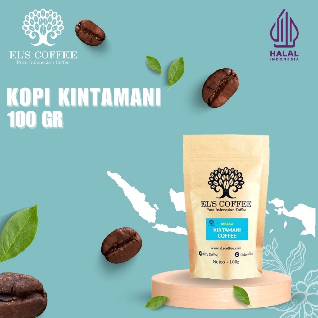 

Kopi EL'S COFFEE Kintamani Bali Arabika 100Gr Pure Indonesia Coffee Beans / Fine / Course Roasted Kopi Q1723