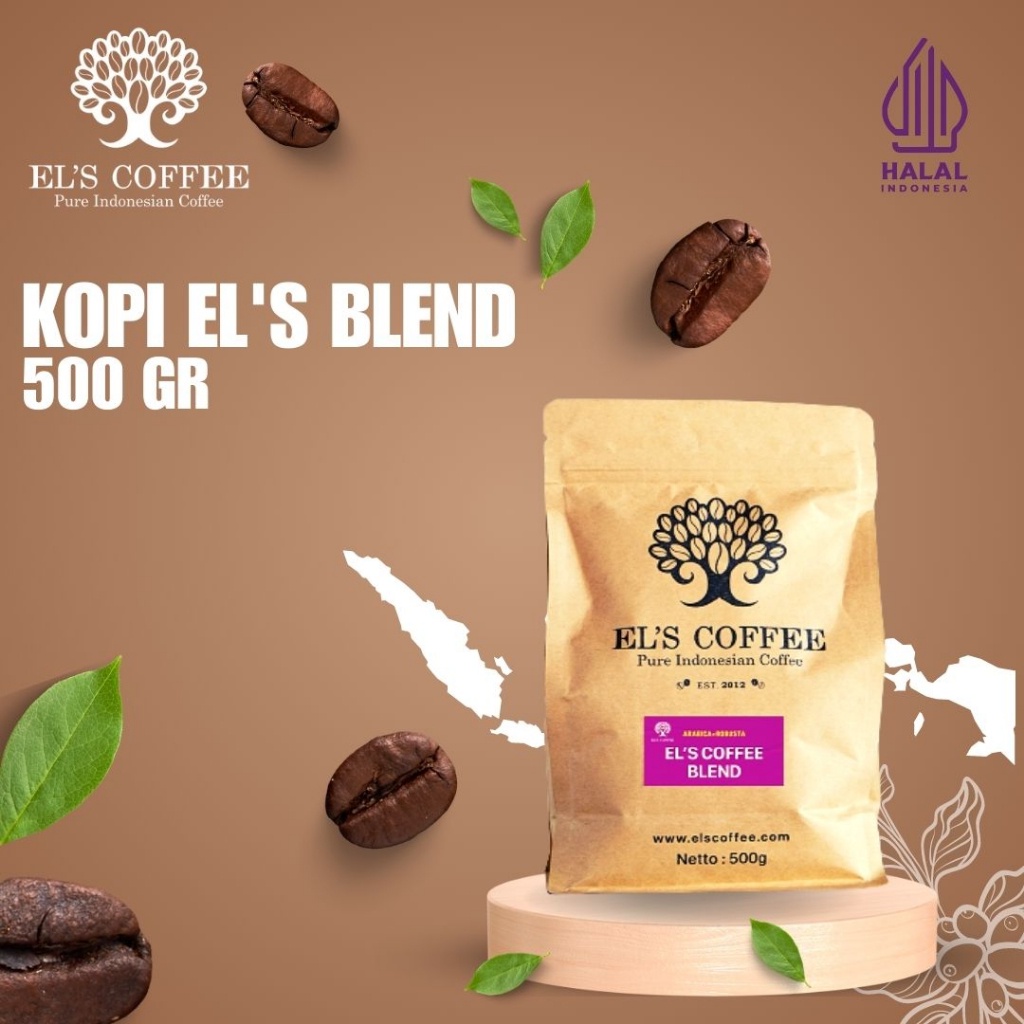 

Kopi EL'S COFFEE Blend Arabika Robusta 500Gr Pure Indonesia Coffee Beans / Fine / Course Roasted Kopi S1755