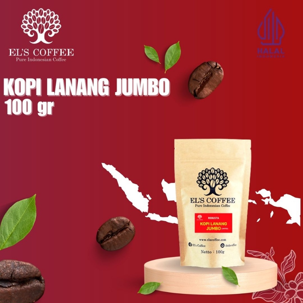 

Kopi EL'S COFFEE Lanang Jumbo Robusta 100Gr Pure Indonesia Coffee Beans / Fine / Course Roasted Kopi A1750