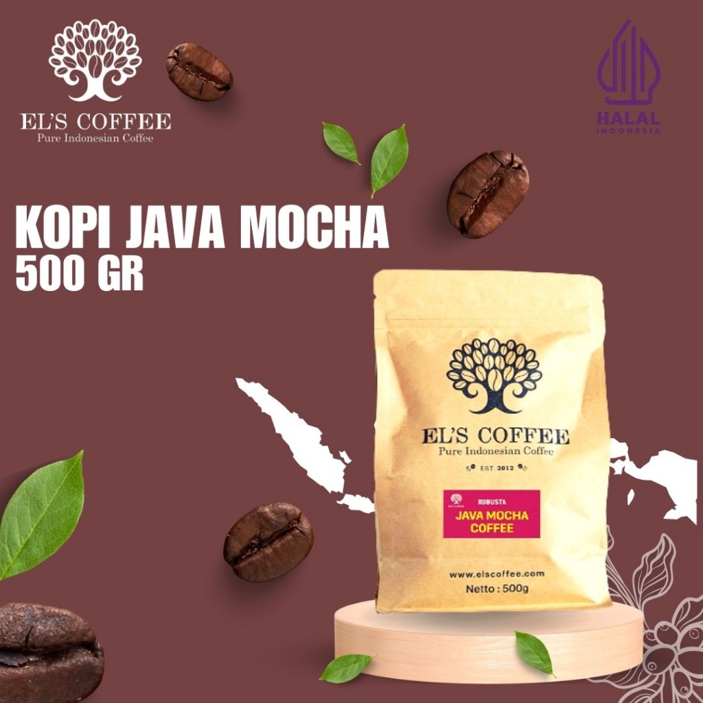 

Kopi EL'S COFFEE Java Mocha Robusta 500Gr Pure Indonesia Coffee Beans / Fine / Course Roasted Kopi S1737