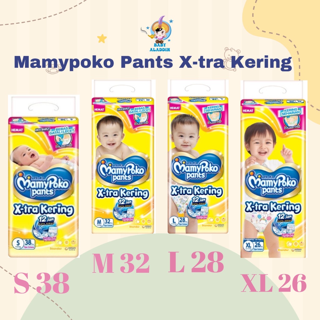 ￼TERMURAH MAMYPOKO Pants Xtra Kering S38 M32 L28 XL26 - Mami Poko Murah - Popok Bayi Mamy Poko Murah