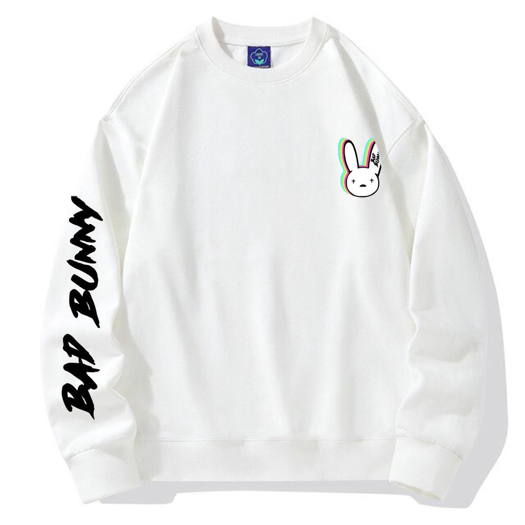 Baju Sweater OOTD Pria Cowok distro Kaos Lengan Panjang Bad Bunny crewneck Fleece Kece Remaja Kekini