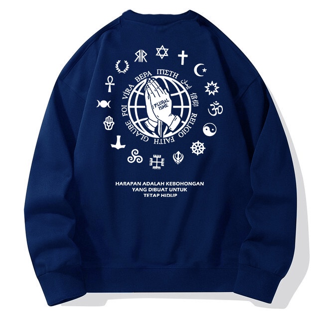Baju Sweater OOTD Pria Cowok Kaos Switer Oblong Premium Lengan Panjang Plurasme. crewneck tren  kece