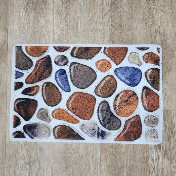 Promo - Keset Timbul 3D Dapur Kamar Bahan Keset Mie PVC Motif Batu Pohon - Batu Natural - Sedia kese