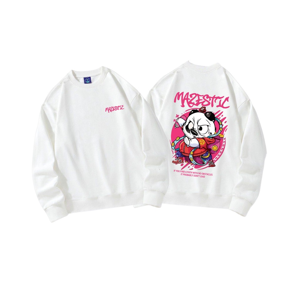 Baju Sweater OOTD Pria Cowok Kaos Switer Oblong Premium Lengan Panjang Mazestil. crewneck panda Kece