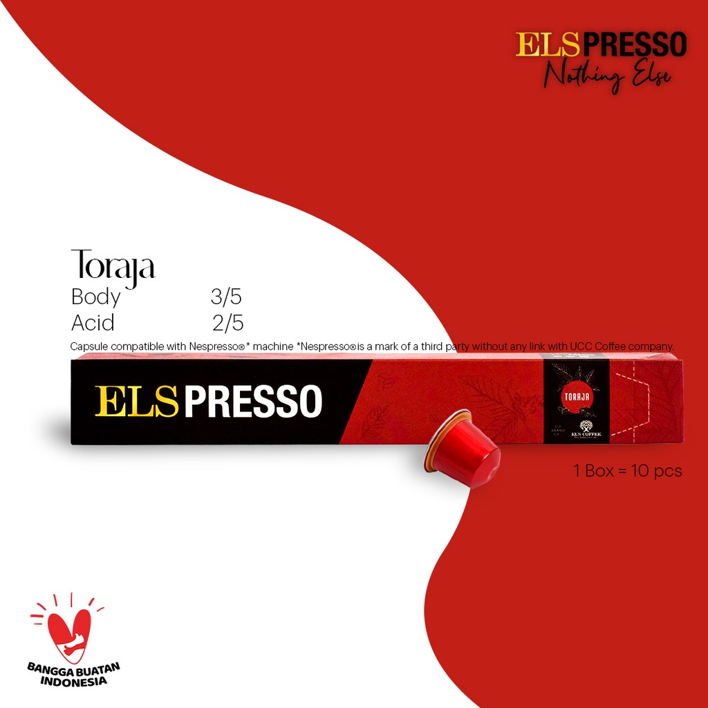 

Kopi ELSPRESSO Toraja Arabika 10 Kapsul Kopi Coffee Capsule Compatible BPOM M-1148