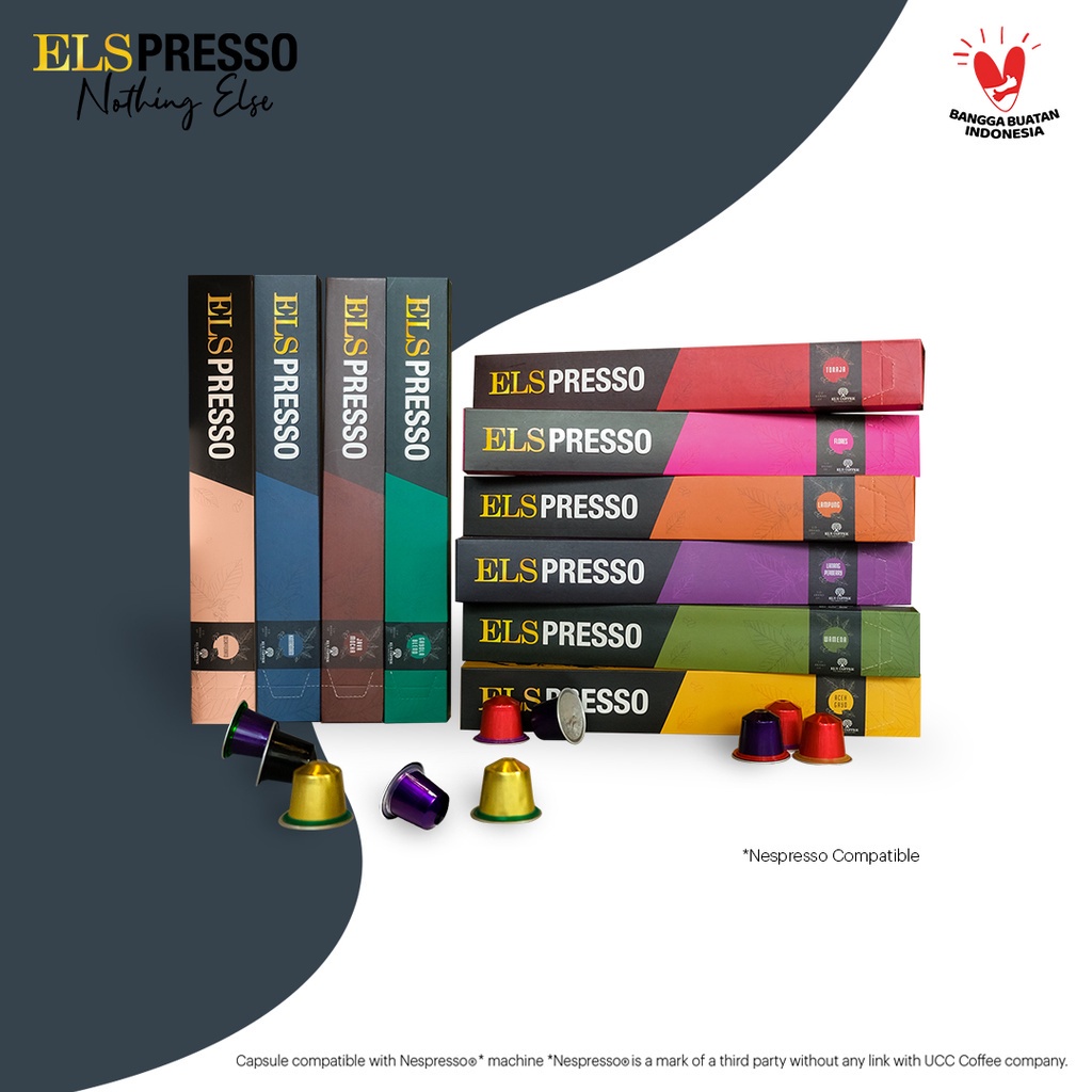 

Kopi ELSPRESSO 10 Kapsul Kopi Coffee Capsule Nespresso Compatible BPOM M-1215