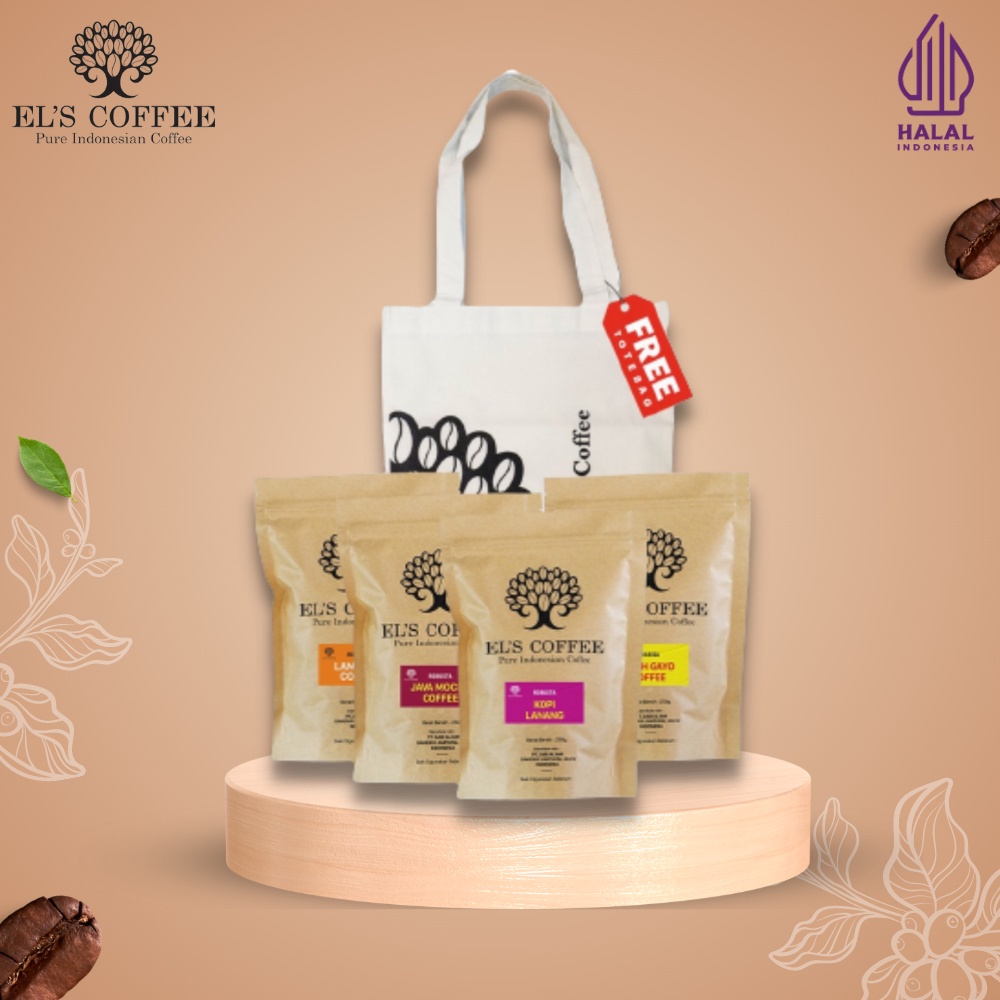 

Kopi EL'S COFFEE Paket Kopi Single Origin 4Pcs Free Tote Bag Roasted Kopi M-1895