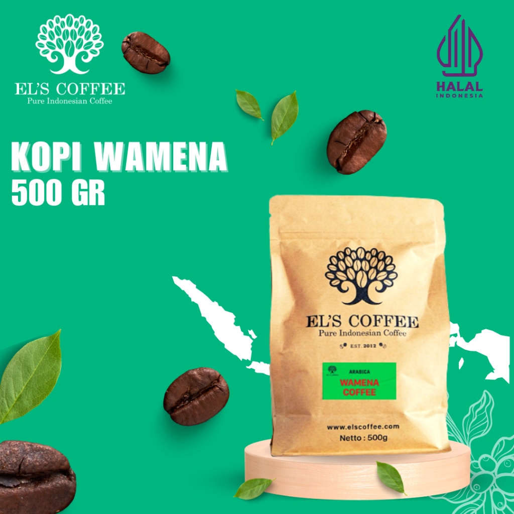 

Kopi EL'S COFFEE Wamena Arabika 500Gr Pure Indonesia Coffee Beans / Fine / Course Roasted Kopi S1728