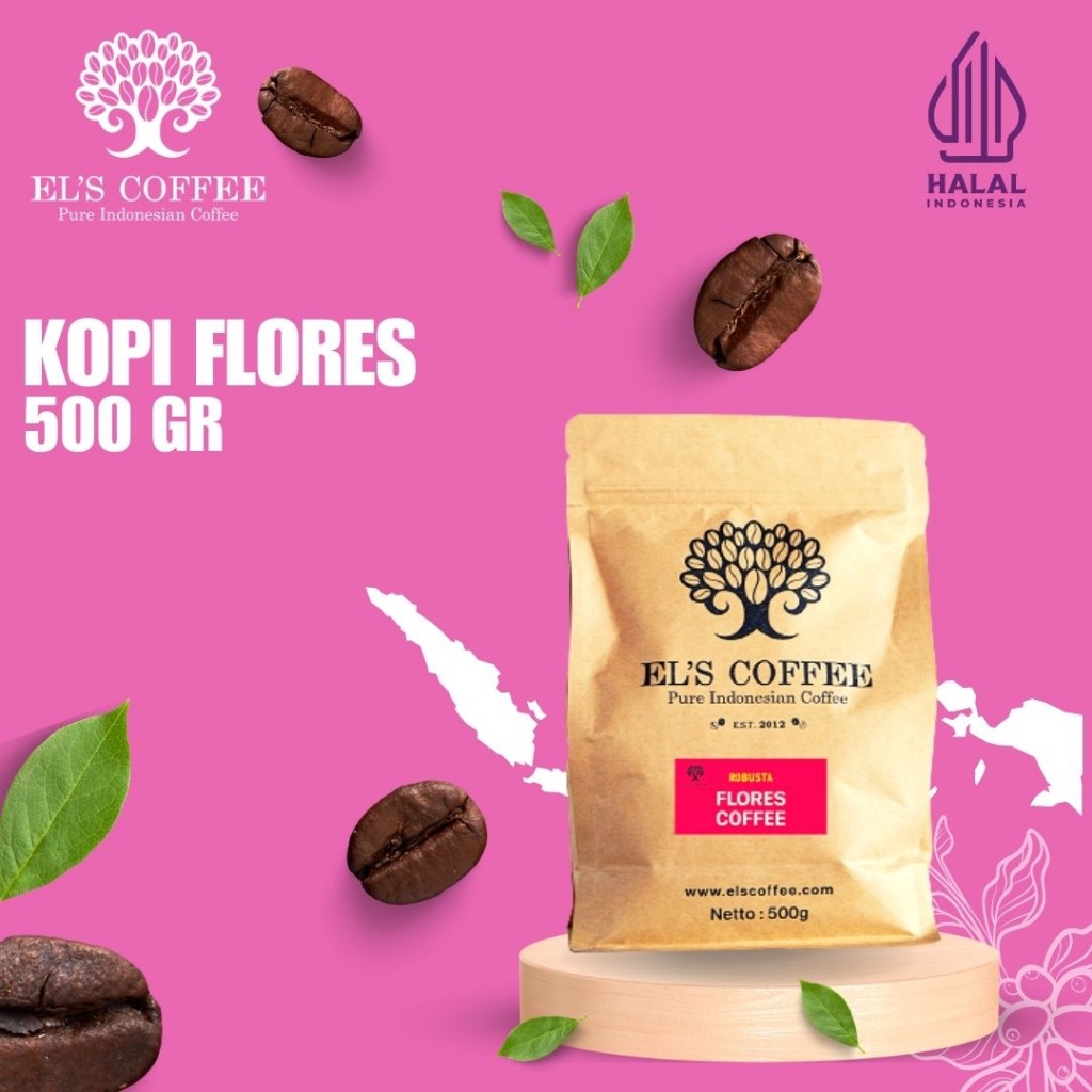 

Kopi EL'S COFFEE Flores Robusta 500Gr Pure Indonesia Coffee Beans / Fine / Course Roasted Kopi W1734