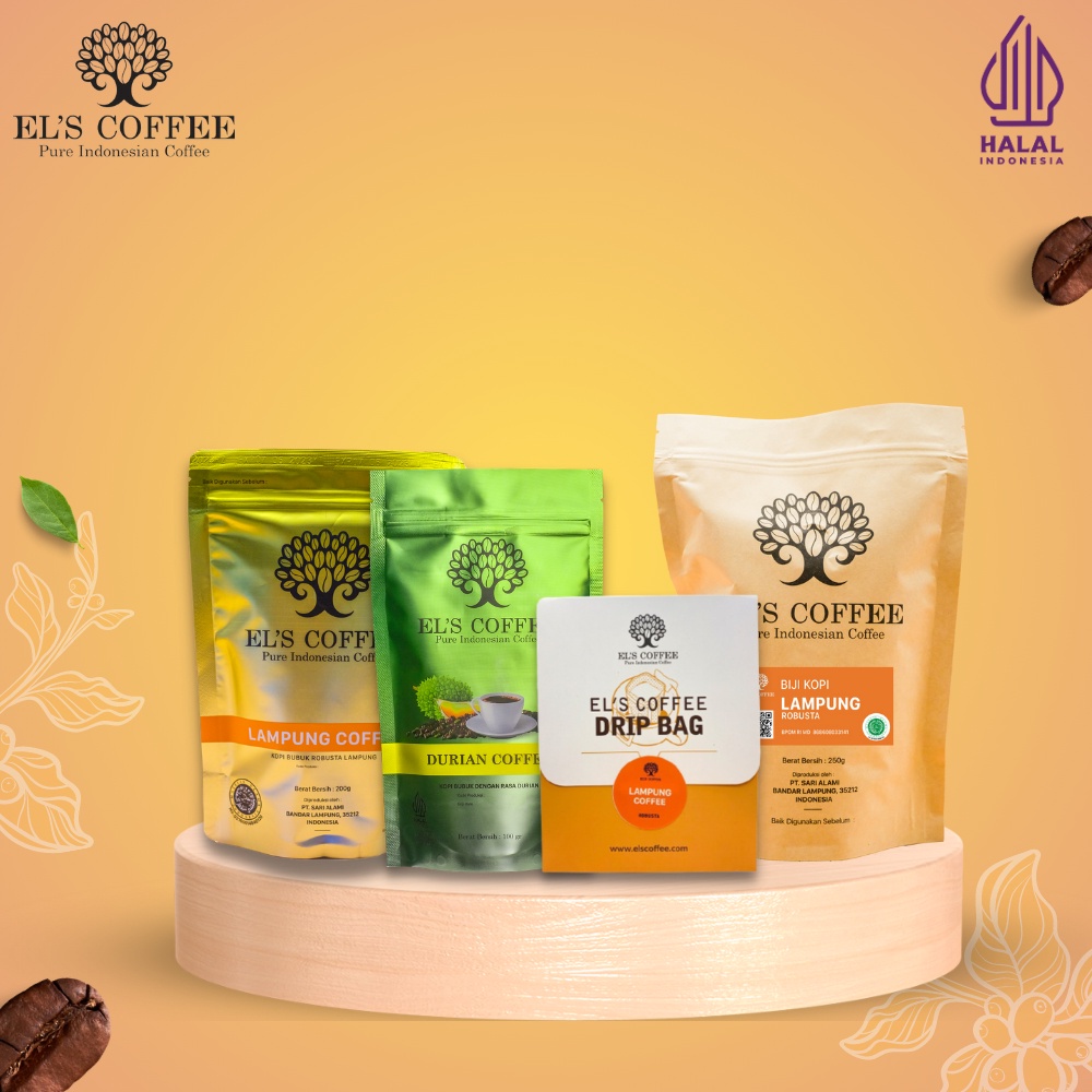 

Kopi EL'S COFFEE Lampung Robusta 4 Pcs Series Roasted Coffee Paket Kopi A1899