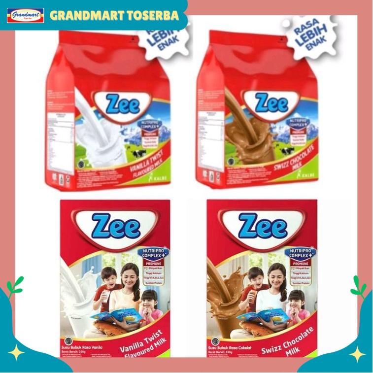 

Zee Nutripro Complex Chocolate Vanilla Milk Box, renceng sachet susu pertumbuhan 3-12 tahun
