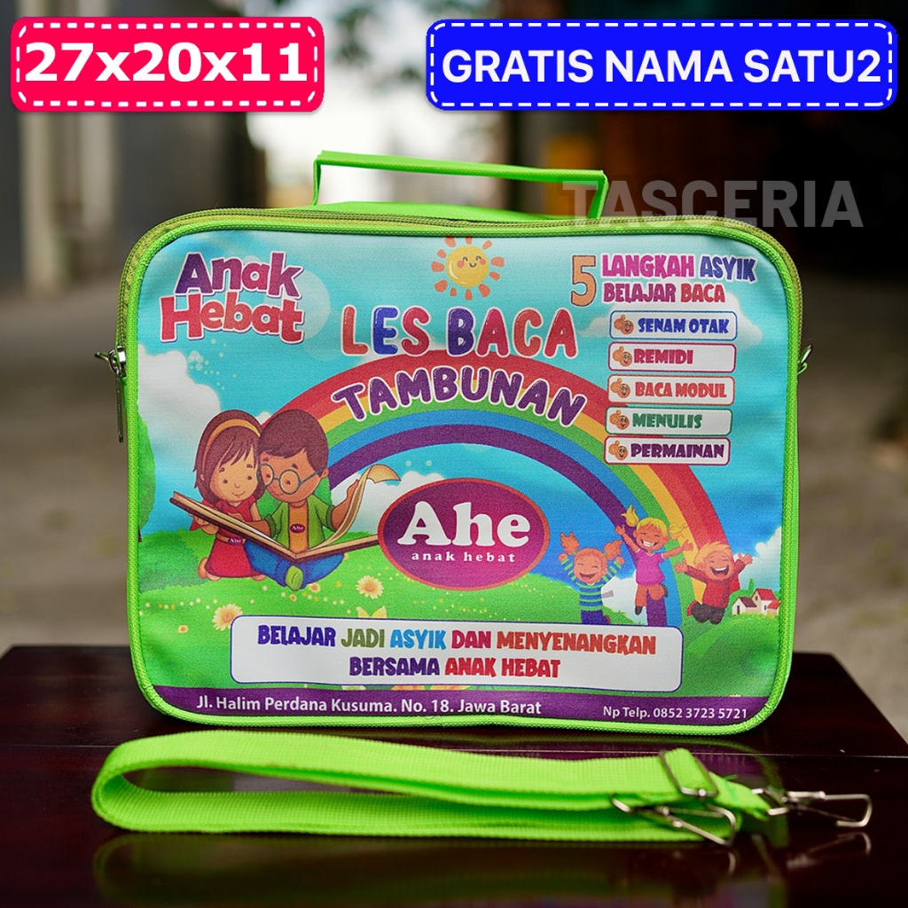 Tas Sekolah Anak Ahe Selempang Custom / Tas Kursus Anak Ahe Selempang / Tas Les Baca Anak Ahe Custom
