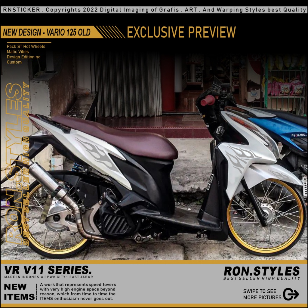 V11 CUTTING STICKER STRIPING VARIO 125 OLD NON LED STIKER VARIO LAMA MOTIF API STRIPING VARIO BOLHAM