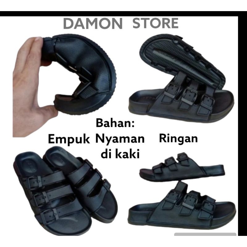 sandal karet pria ban 3/tali 3 gesper kinbos