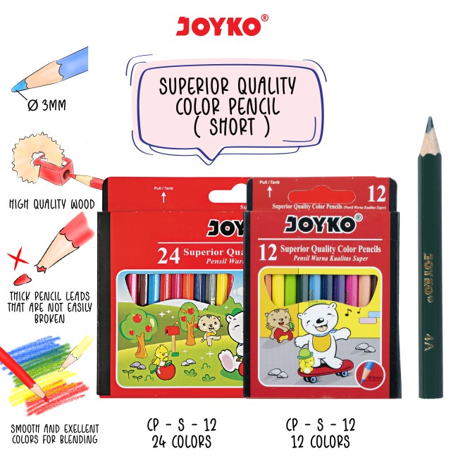 

Color Pencil / Pensil Warna Joyko Pendek 12 Warna CP-S12