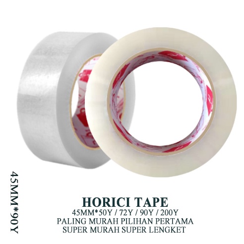 

MEREK HORICI ASLI MURAH SUPER CLEAR 45mm x 90Y LAKBAN BENING DAN COKLAT HORICI TAPE