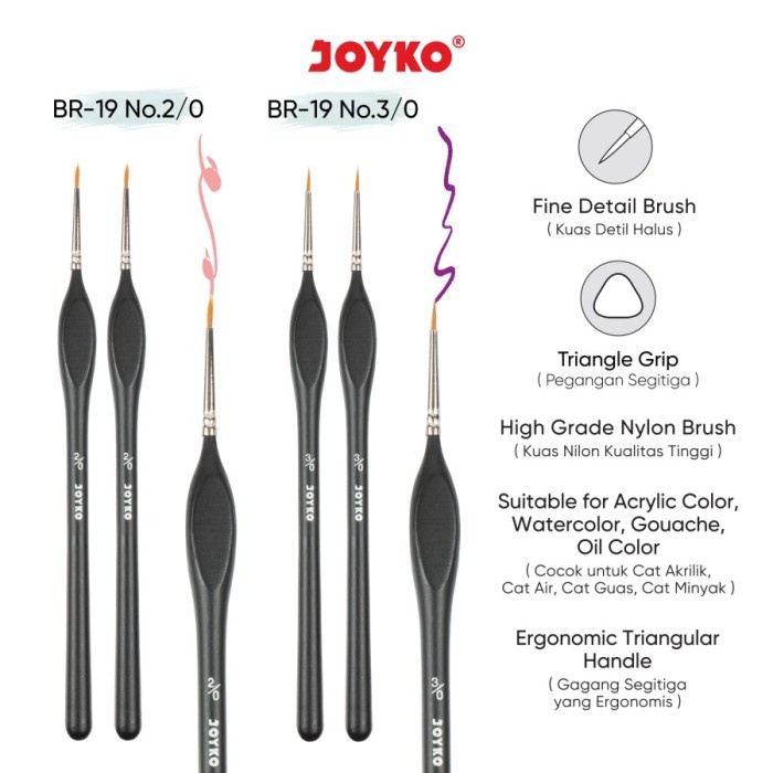 

Joyko Kuas Lukis Detail BR-19 Ergonomic Triangular