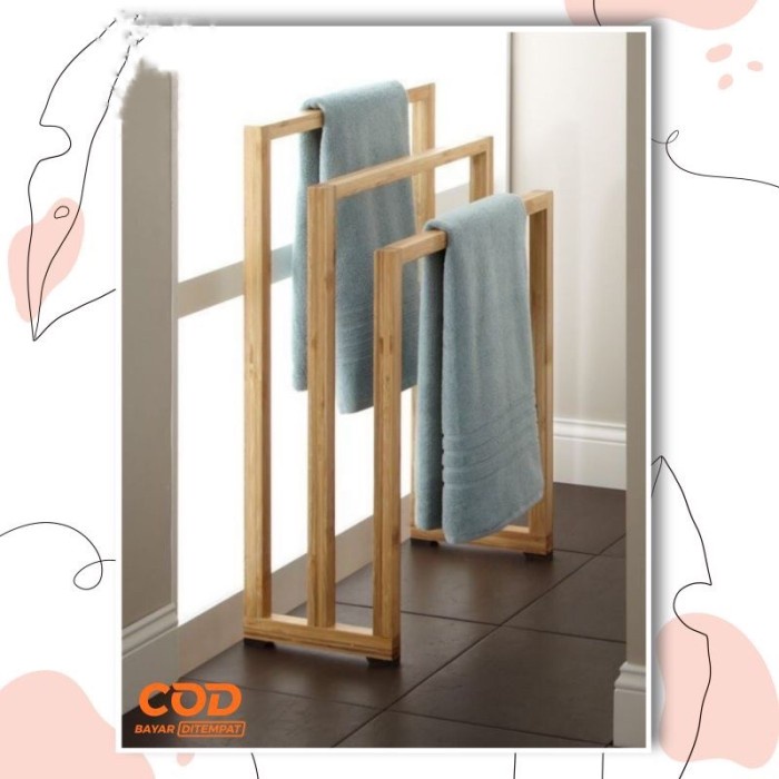 New rak handuk kayu sajadah / rak mukena / rak pakaian - Natural